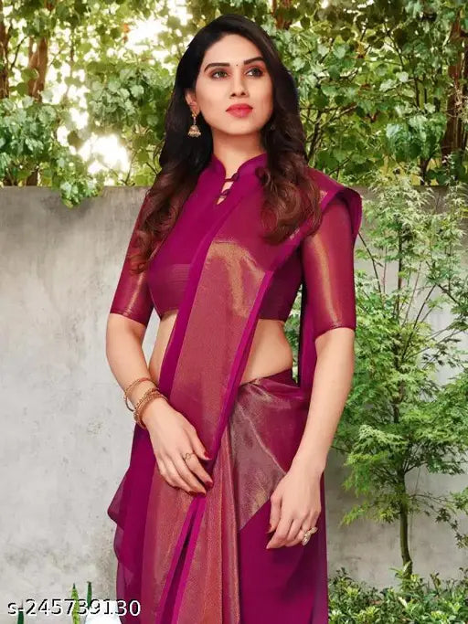 Maroon, embellished Georgette saree with intricate embroidery and border