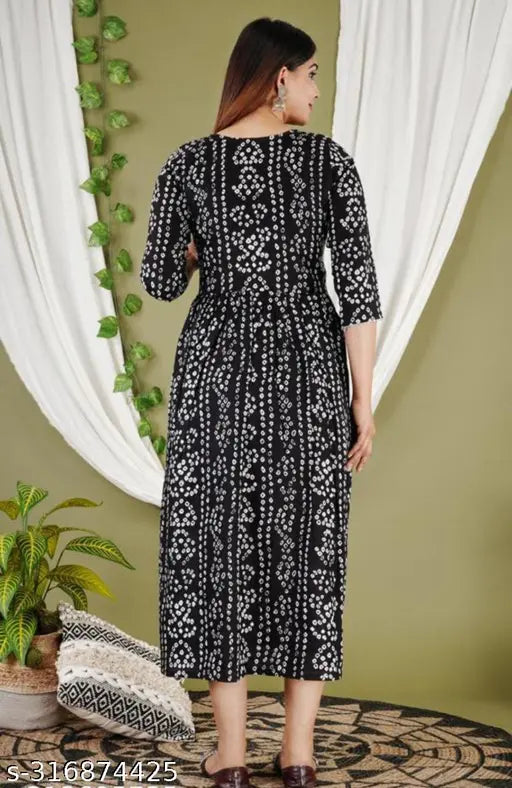 Stylish rayon maternity kurti with zip, printed combo for women, short sleeves