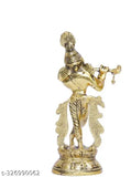 Metal Krishna Idol, intricately detailed Rb Lord Krishna figurine, 6 cm x 10 cm x 22 cm, Indian craftsmanship