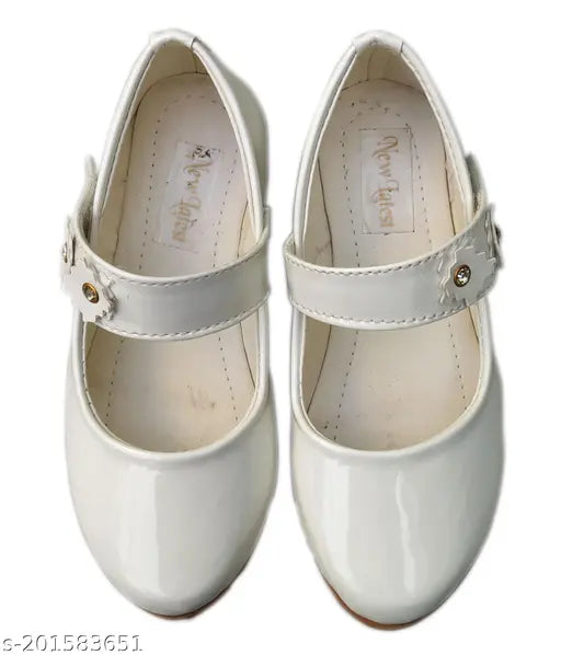 Vclassic kids white patent leather ballerina flats for girls partywear - woven design, Velcro fastening, size range 18-11 years, made in India