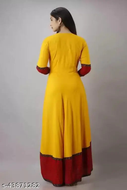 Long yellow kameez with red borders