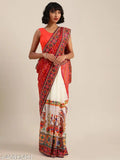 Festival-style embroidered saree with bandhani pallu