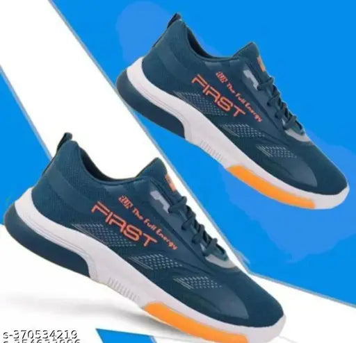 Black and orange sports running shoes with white sole