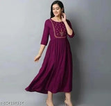 Purple embroidered anarkali dress with long skirt