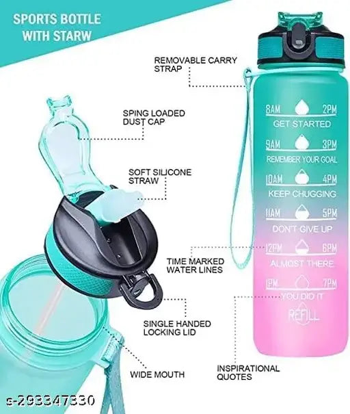 Indigo Leakproof BPA-Free Sipper Water Bottle, 800ml, Multicolor - Durable for office, gym, school, features silicone straw and carry strap