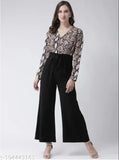 Fancy animal print lycra jumpsuit with long sleeves, available in various sizes from XS to XXXL. Made in India