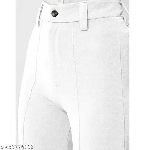 White faux leather skinny women trousers