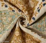 Multi-colored printed cotton throw sofa blanket, CMS size, intricate block print design