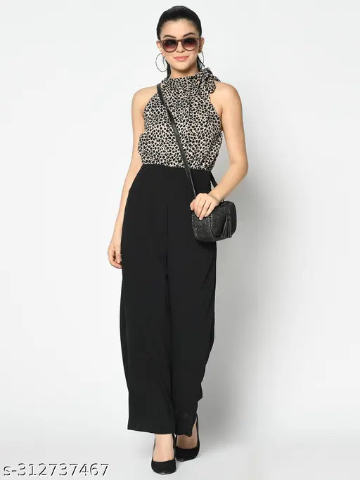 Blue printed trending jumpsuit, polyester, sleeveless, halter neck, Women from Raj Design Expo, fashion-focused, casual wear