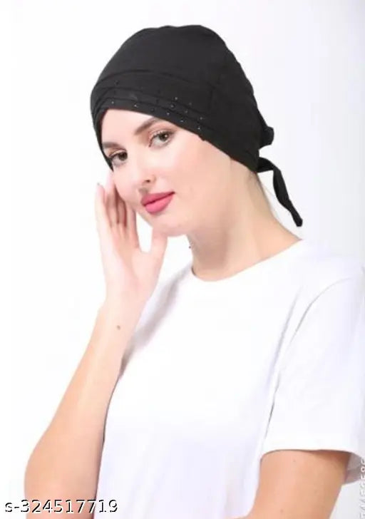 Black headscarf with hijab cap combo pack of 3