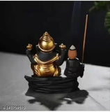 Handcrafted smoke Ganesha water fountain, poly resin, home decor item with 10 backflow incense cones