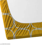 Yellow Glace Cotton Fitted Double Bedsheet Set with Two Matching Pillow Covers - Ideal for Summer, Comfortable & Durable