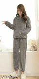 Women's wool winter nightsuit with hood, solid-colored and warm, comfortable pajama set for winters (M: chest 40, length 26, shoulder 19.5 | L: chest 41.5, length 26.5, shoulder 20.5 | XL: chest 43, length 27, shoulder 21.5 | XXL: chest 46, length 27.5, shoulder 22.5), made in India