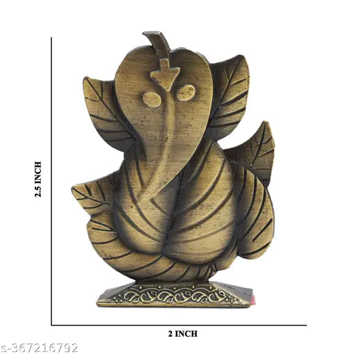 Brown wooden statue of a bird with leaves, possibly for puja or home decor