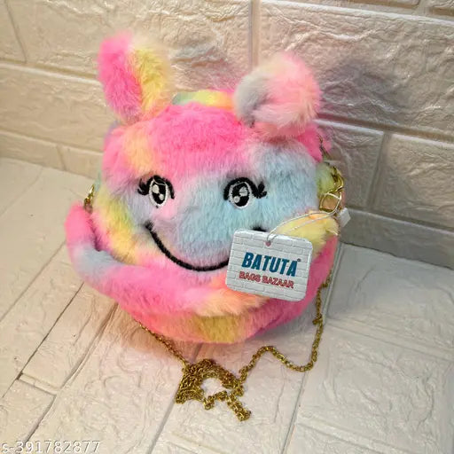 Mini sling bag, faux fur, zippered closure