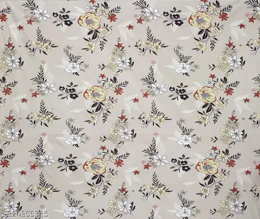 Beige botanical-patterned, superfine cotton fitted double king bedsheet with two pillow covers, ideal for summer use by adults