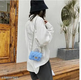 Women's sling bag, blue fabric, shoulder strap