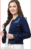 Stylish denim jacket, solid design in trendy Danim stone fabric, unisex fit for women and girls, size XL originates from India