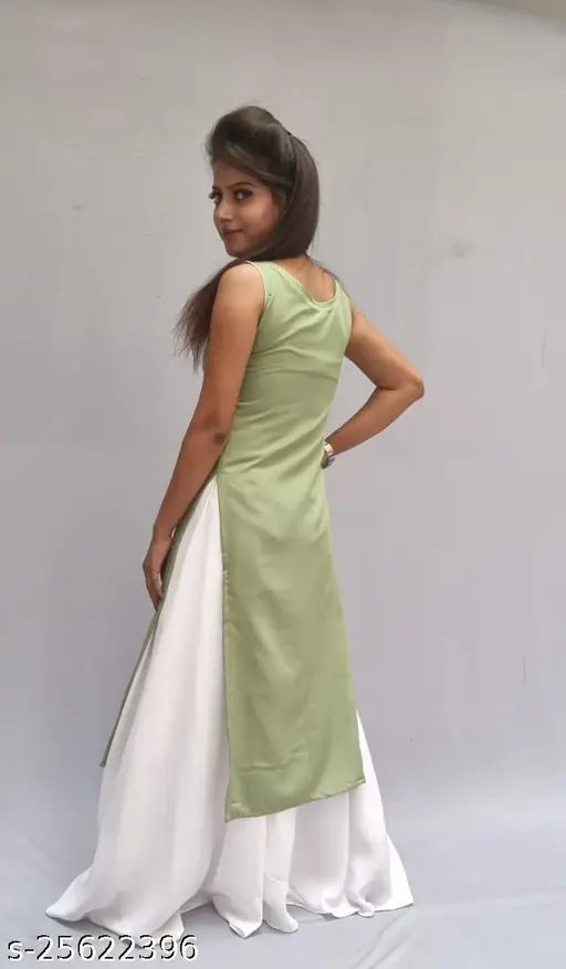 Aagam Fabulous Women's crepe kurta sets, sleeveless palazzos in solid net, XS-XXXL sizes available, Indian fashion