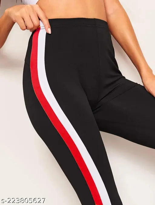 Striped cotton blend jeggings for women - breathable, soft, stretchy, and comfortable fit, great for outdoor or casual wear, elastic waistband