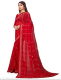 Red georgette sari and blouse set