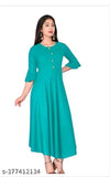 Rayon Anarkali kurti with bell sleeves, solid combo, three-quarter length sleeves, India origin