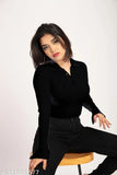 Lycra solid top, long slit sleeves, corset vibe design - India-made women's fashion tunic XS (bust size 30in)