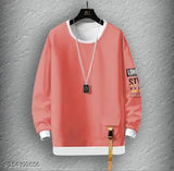 Yellow cotton blend full sleeve men's t-shirt for casual wear, enhances style with round neck design. Made in India