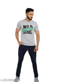 Men's grey Lycra short sleeves printed t-shirt, stylish fitness and party wear from India
