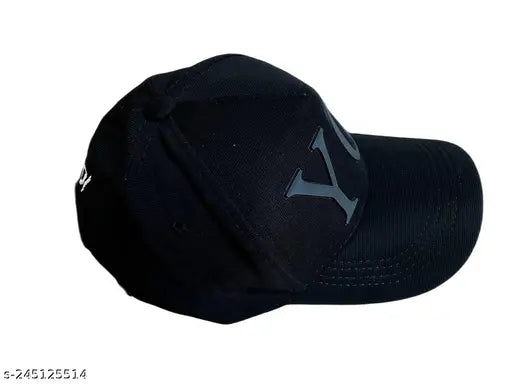 FOXSTON Black Long Snapback caps for men and boys (Pack of 1)