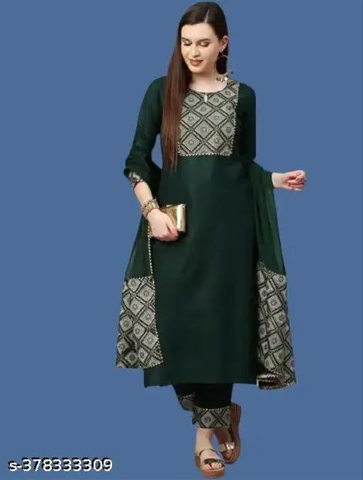 Cotton Chitrarekha voguish women's kurta sets with palazzos - Solid net, three-quarter sleeves, pack of 3 (S-XXXL), Indian origin