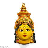 Yellow oxide metal traditional religious Varalakshmi Gowri face god idol for varalakshmi vratham puja, India origin