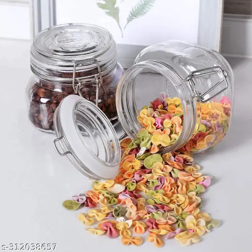 Clear glass square airtight jar kitchen storage
