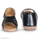 Black stiletto open-toe slip-on flat ballerina shoes