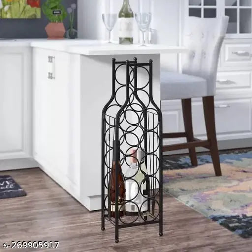 Matte black wine bottle rack, modern design