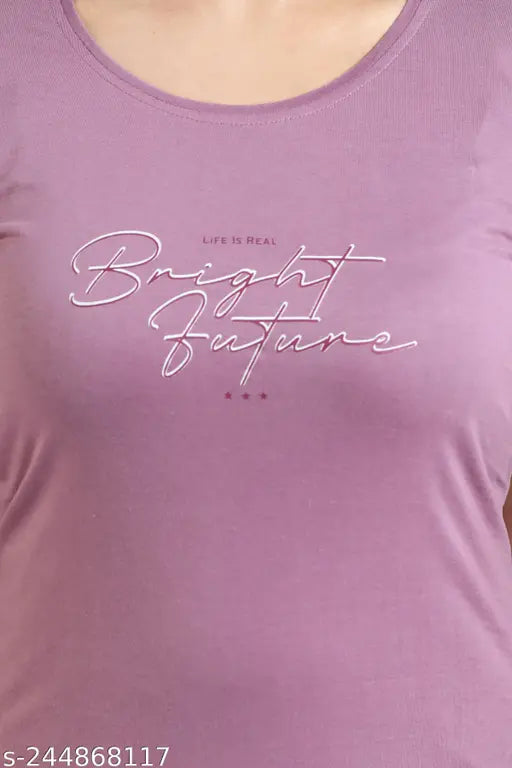 Women's cotton printed T-shirt & hosiery nightsuit, comfortable nightdress for daily wear, Indian origin