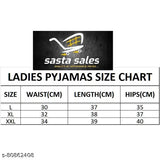 Women's cotton pajamas, size chart