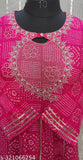 Bandej print, flared kurta with intricate paisley embroidery on pink base