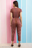 Printed rayon jumpsuit for women and girls, vibrant net pattern and short sleeves