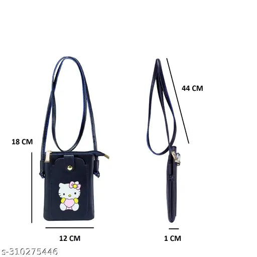Classic trendy black sling bag with pink Hello Kitty design