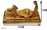 Brass Shivling with Nandi in golden color, decorative Hindu temple figure for home. Small Shree Shivay idol (4 inch)