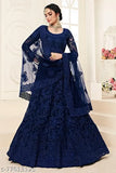Designer net embroidered Lehenga Choli and Dupatta set, free size with heavy embellishments, Indian origin