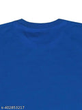 Royal Blue oversized unisex cotton blend t-shirt with printed net pattern, three-quarter sleeves. Machine washable