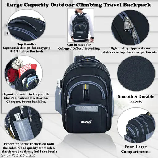 Stylish waterproof polyester backpack for Class 5th-10th, free size (29cm x 17cm x 38cm), Jumboo TORMEC bag