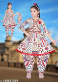 Cotton blend dhoti kurta set for girls, vibrant ethnic Navratri dress, long sleeves