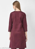 Maroon fleece Kurti, long sleeves, 3/4 length