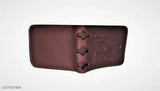 Camel brown faux leather bifold wallet, 2 compartments, textured design. Perfect size for cards, bills, and receipts