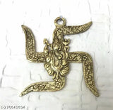 Golden Swastik Ganesha Wall Hanging, decorative door side hanging, traditional Indian Ganesh idol with royal finish