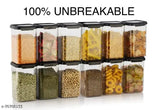 Airtight plastic square containers and jars for kitchen storage, 1100ml pack of 12 with labels