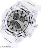 Transparent strap watch, digital alarm, automatic, shockproof, multi-functional in white